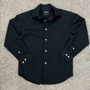 Chaps Black‎ Casual Button Down Shirt with Point Collar
